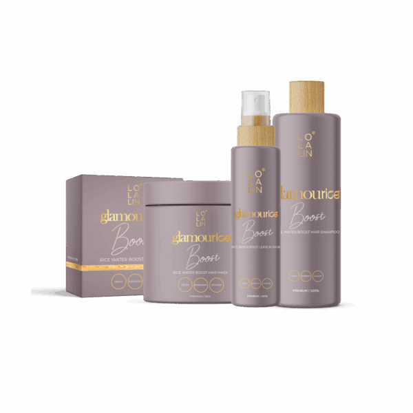 ערכת Boost משולשת - שמפו, מסכה ומסכה ללא שטיפה לשיקום ומניעת נשירה